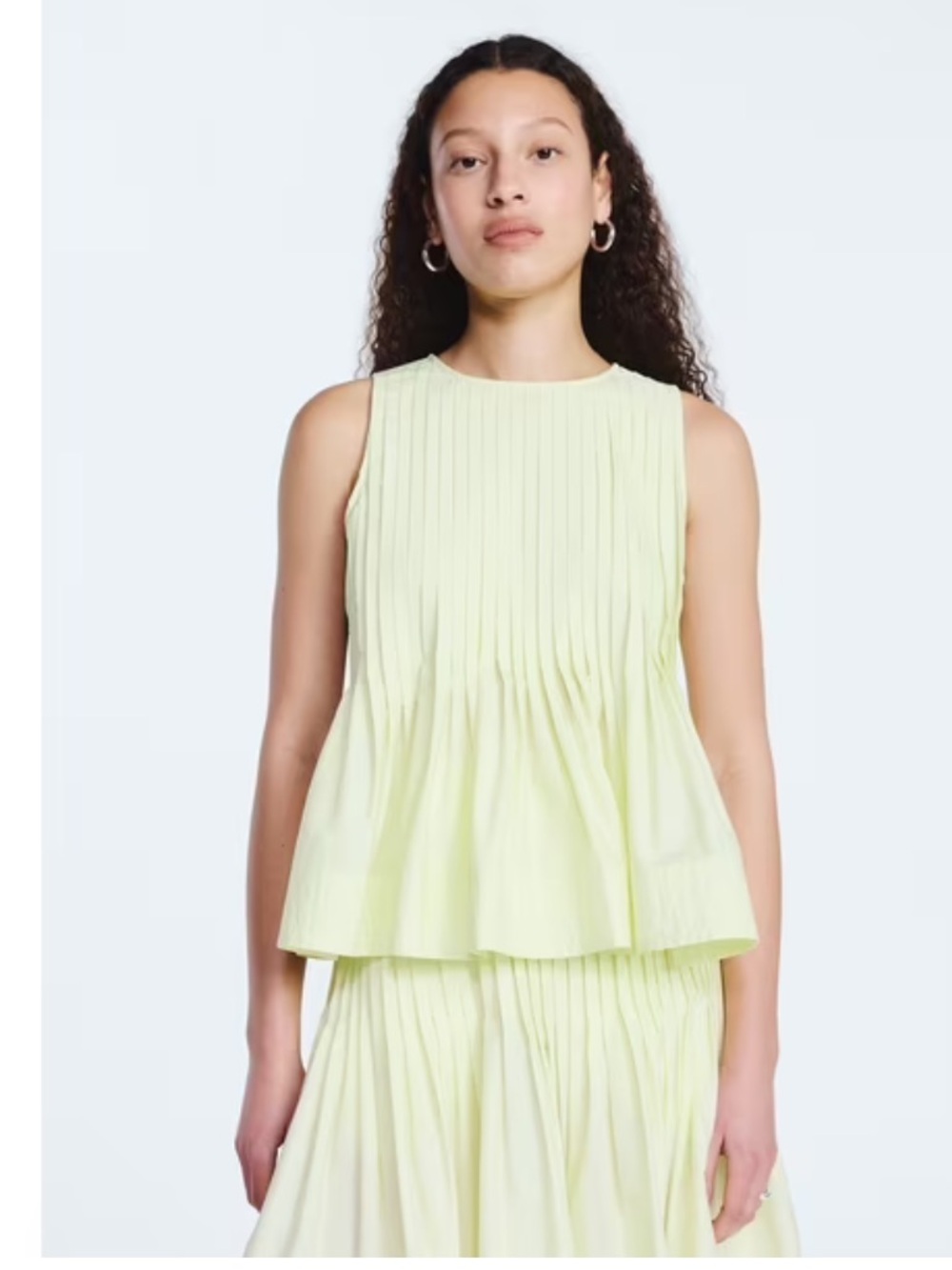 Free Assembly Women's Sleeveless Pintuck Peplum Camisole - Light Yellow